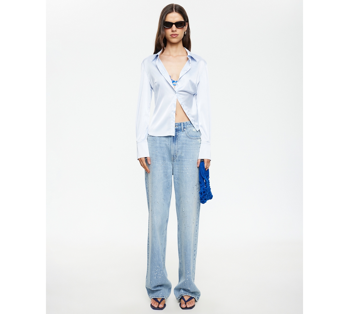 Lioness Women's Diamante Straight Cotton Jeans