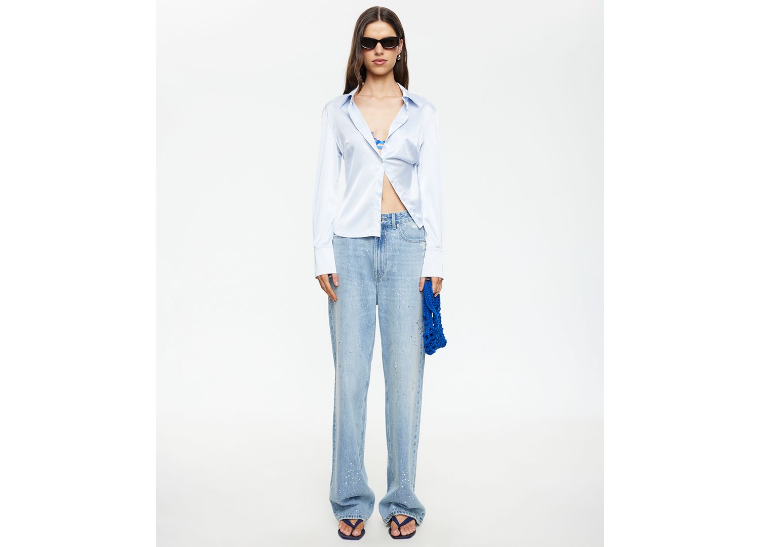 Women's Diamante Straight Cotton Jeans