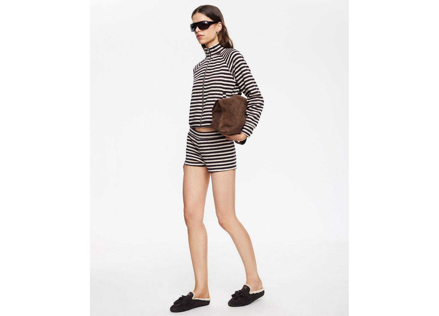 Women's Striped Funnel Neck Jacket