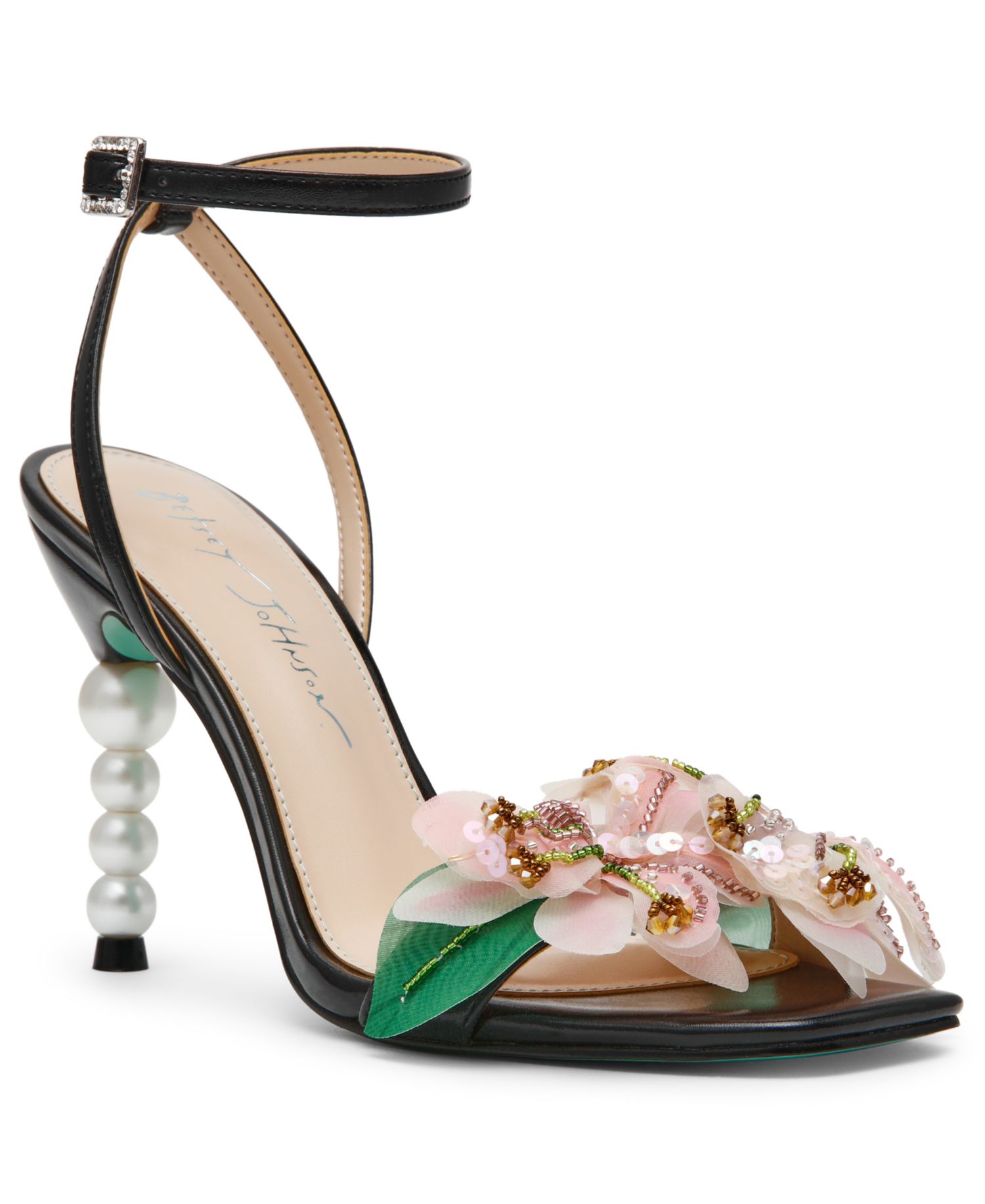 Women's Kasie Floral Imitation Pearl Heel Dress Sandals