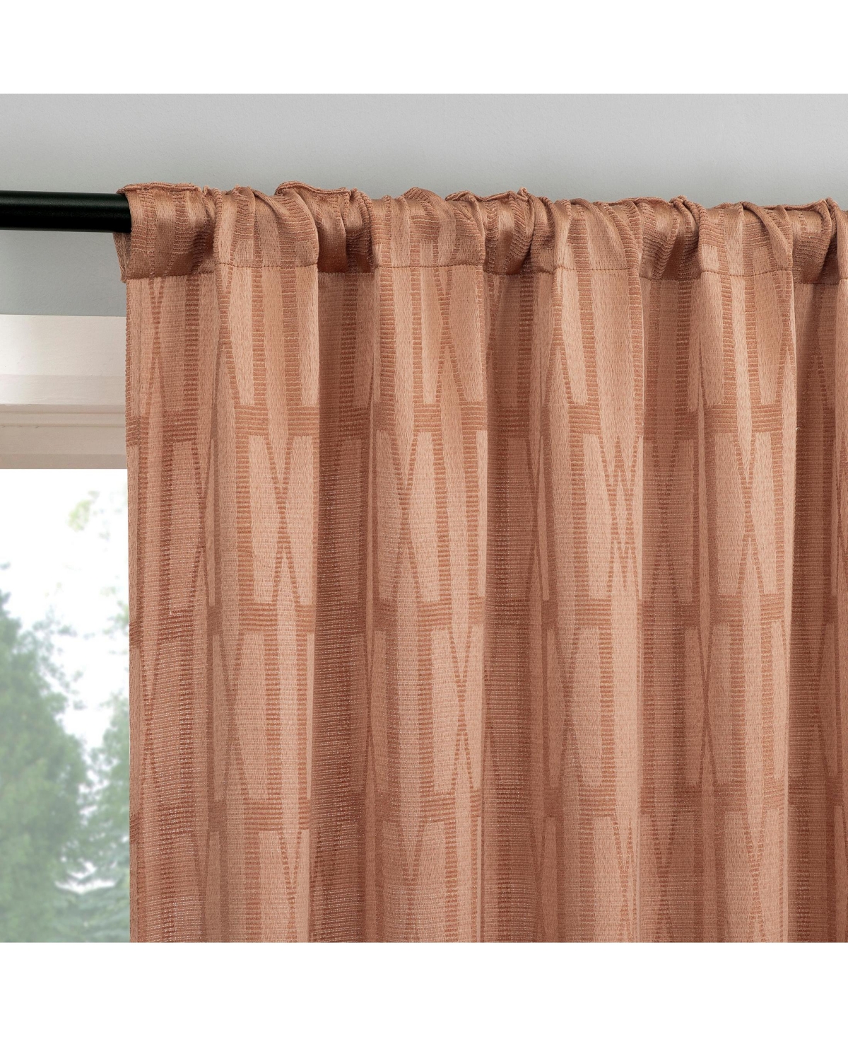 No. 918 Dover Tonal Geometric Semi-Sheer Back Tab Curtain Panel