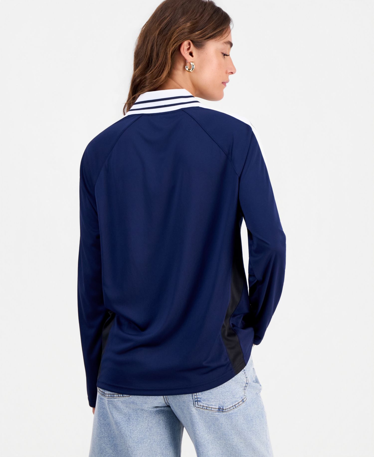 Women's Sporty Graphic Long-Sleeve Polo Top
