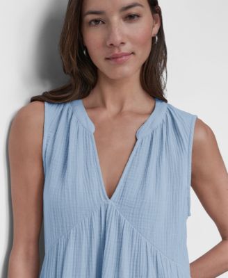 Women's Double Crepe Gauze Sleeveless Mini Dress