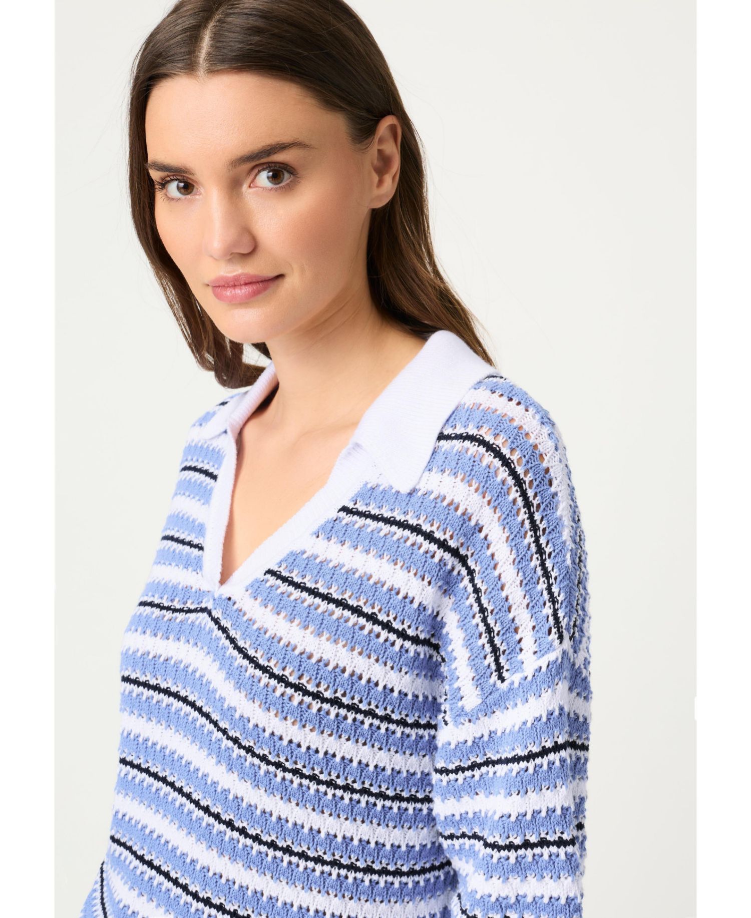 Women's Stripe Polo Sweater
