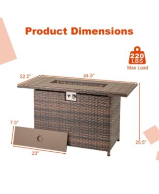 Rattan Gas Fire Pit Table 2 in 1 Stainless Steel Burner