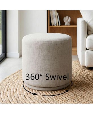 360 Swivel Upholstered Ottoman Footstool, Round Accent Stool
