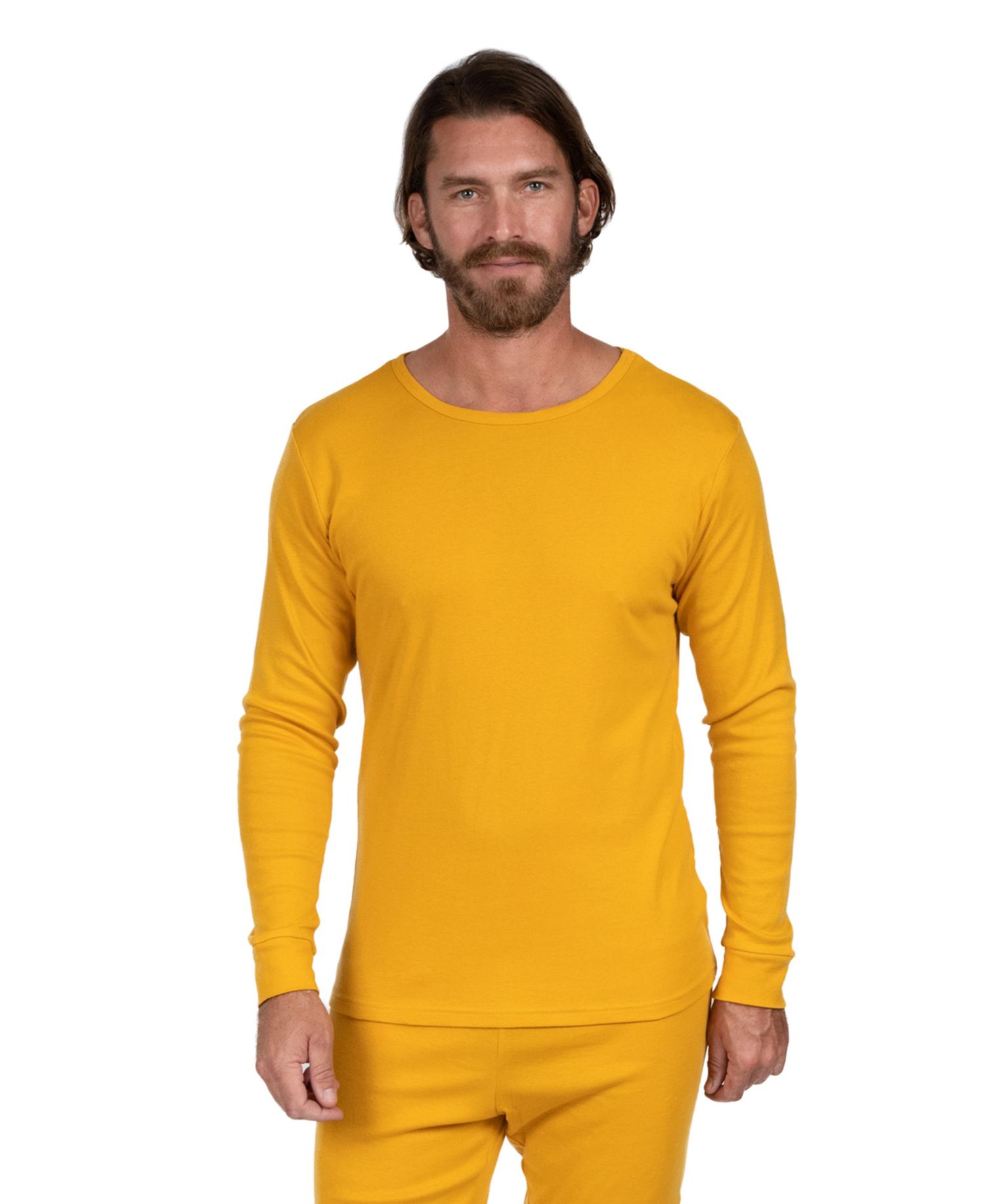 Mens Matching Family Two Piece Cotton Long Sleeve Shirt and Pants Solid Color Pajamas