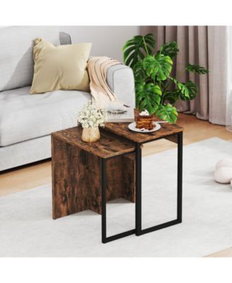 2-in-1 Nesting Coffee Table Set of 2 for Living Room and Bedroom