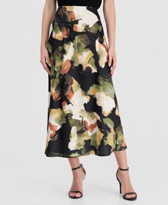 Women's Printed Pull-On Bias Skirt