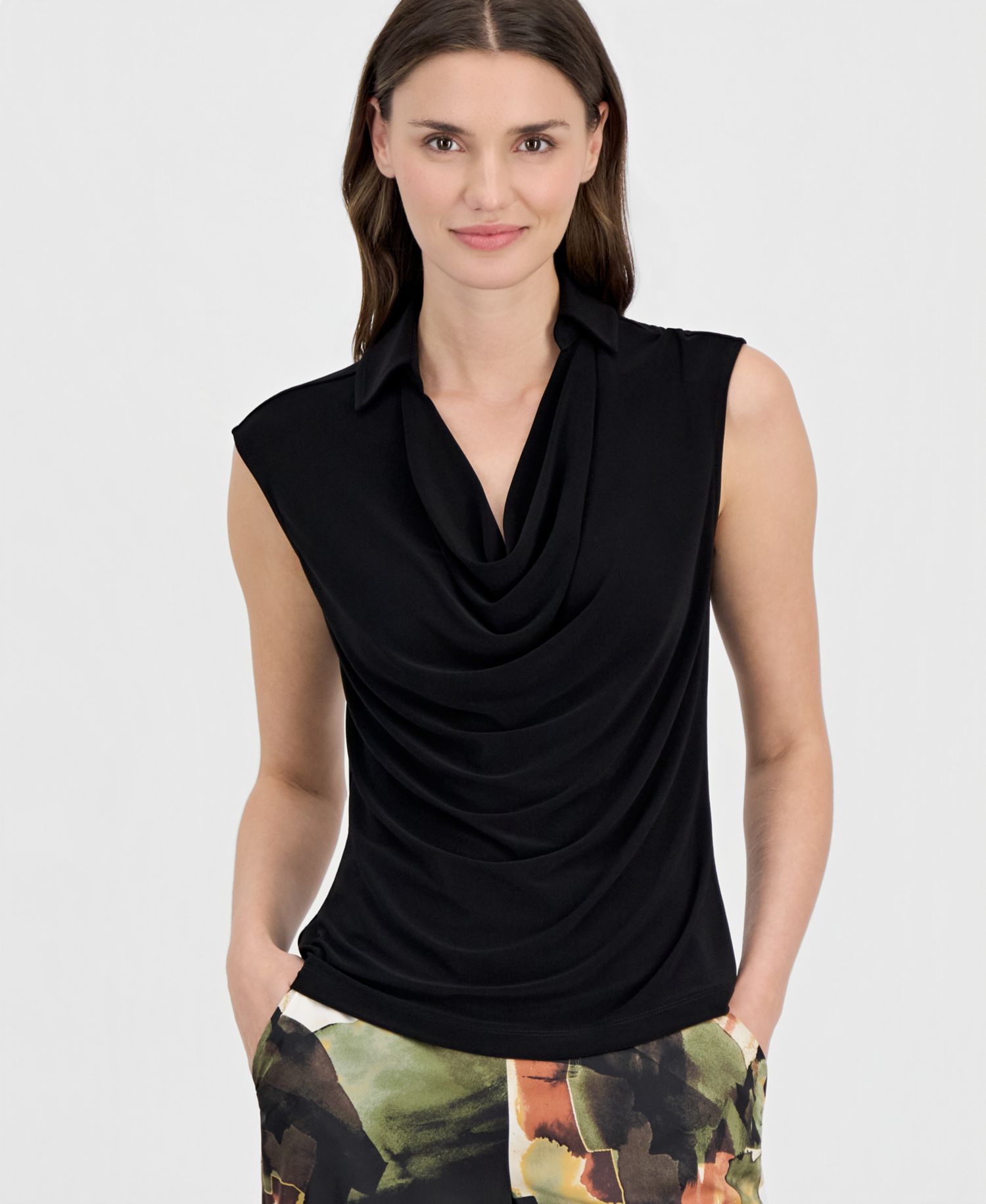Women's Extended-Shoulder Cowlneck Top