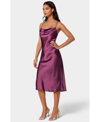 Women's Satin Cowl Neck Midi Slip Dress