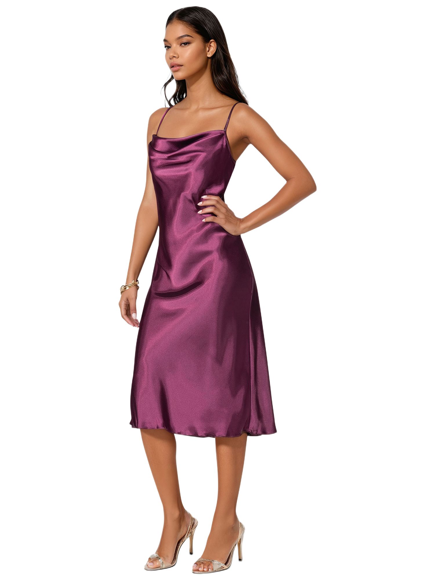 Women's Satin Midi Slip Dress