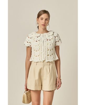 Women's Crochet Knit Crop Cardigan