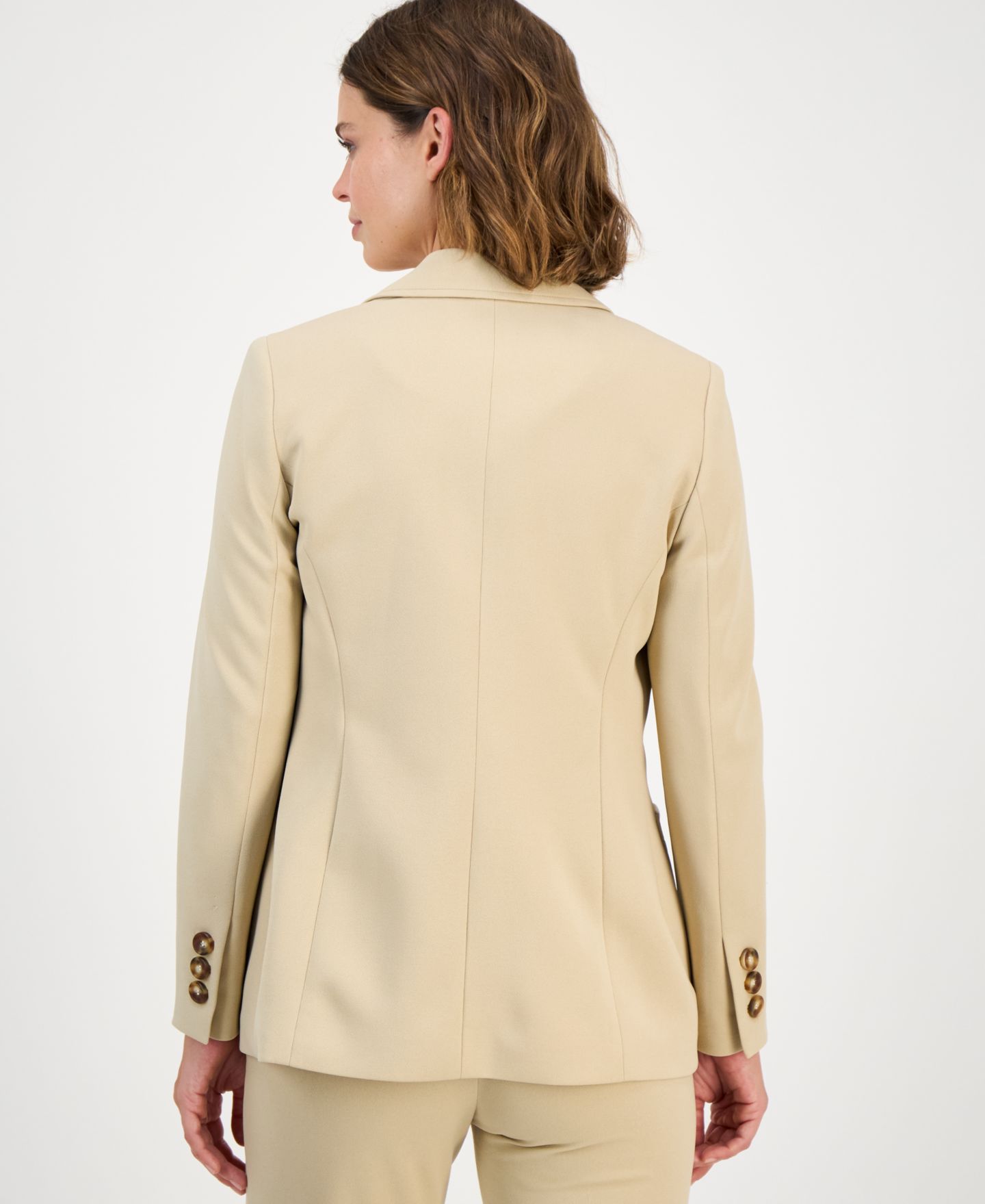 Женский пиджак Anne Klein Faux Double-Breasted Blazer, цвет: Песочный — фото 4