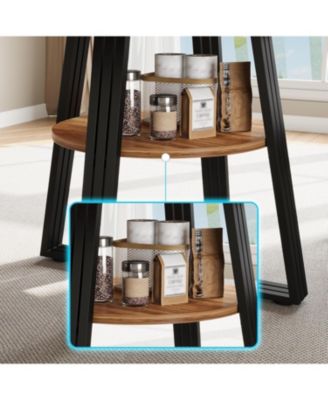 Round Dining Table for 4-6, 47.2 in Farmhouse Kitchen Table with Storage, Circle Dinner Tables