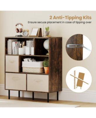 6-Cube Bookshelf with 3 Removable Folding Fabric Drawers for Living Room