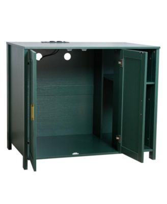 Self-Cleaning Litter Box Cabinet Cat Enclosure with Power Outlet