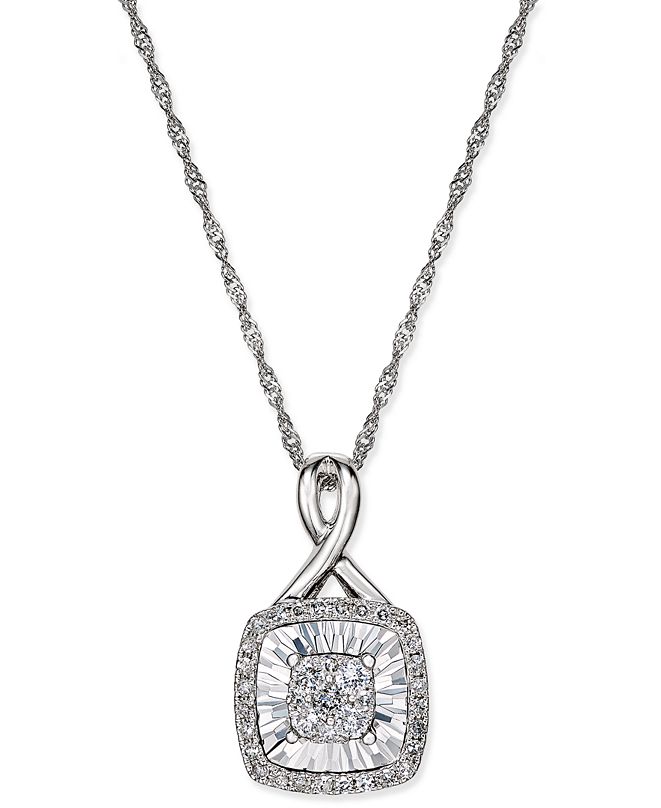 Macy's Diamond SquareStyle Miracle Plate Pendant Necklace (1/4 ct. t.w