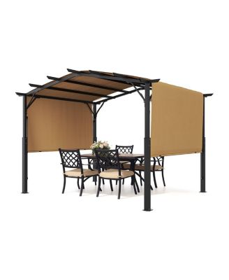 10 x 10 Ft Outdoor Metal Pergola with Retractable Canopy