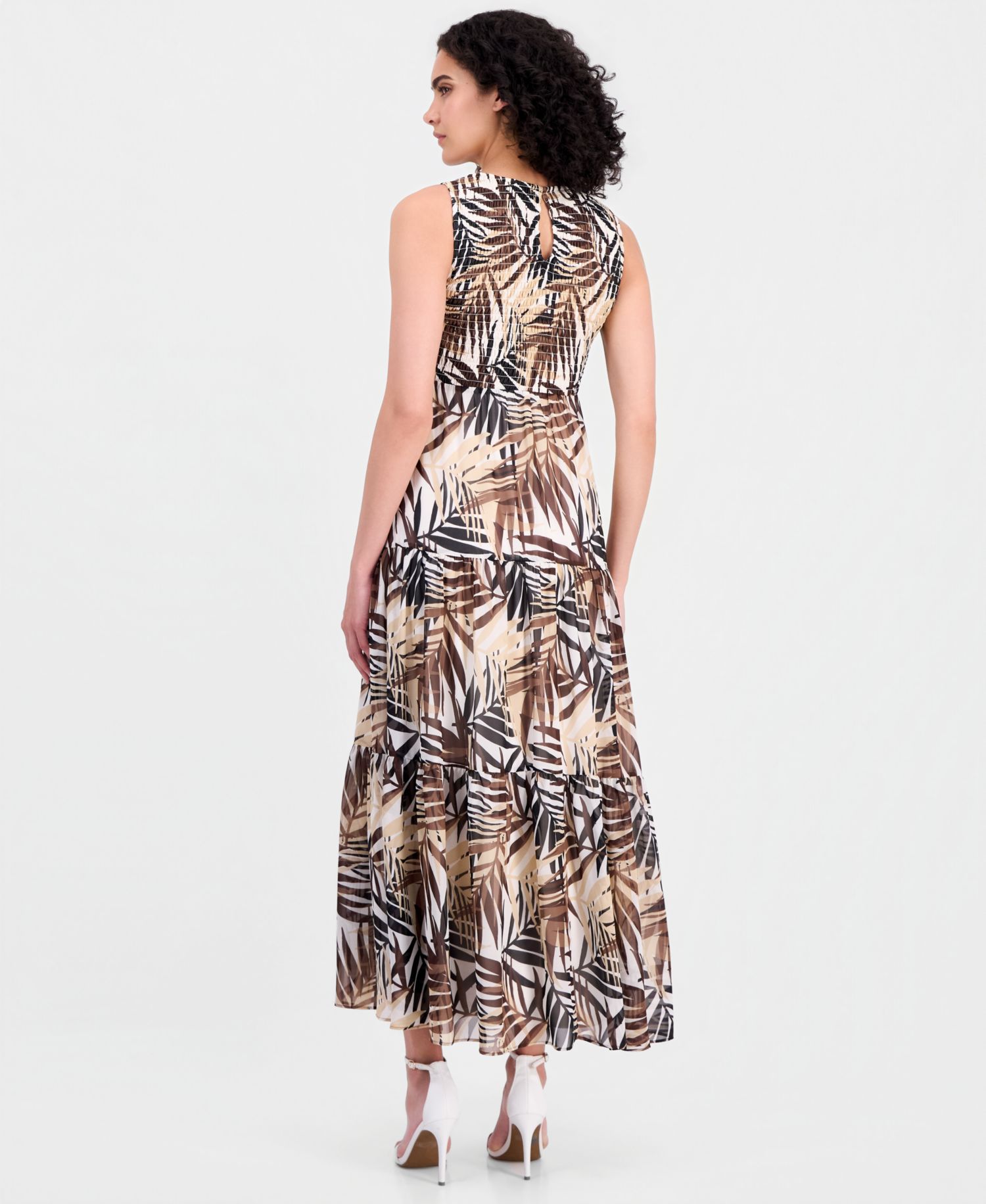 Women's Smocked-Bodice Tiered Maxi Dress