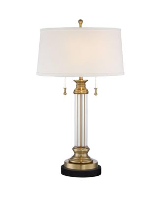 Rolland Traditional Table Lamp with Round Marble Riser 30" Tall Crystal Shade for Living Room House