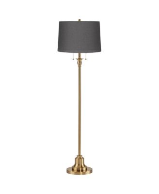 Dyna Traditional 58" Tall 2-Light Standing Floor Lamp Pole Pull Chain Antique Brass Finish