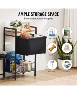 Pet Feeding Station With Storage Elevated Dog Bowls Feeder and Toy Organizer