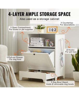 Elevated Pet Feeding Station with Storage for Small Dogs