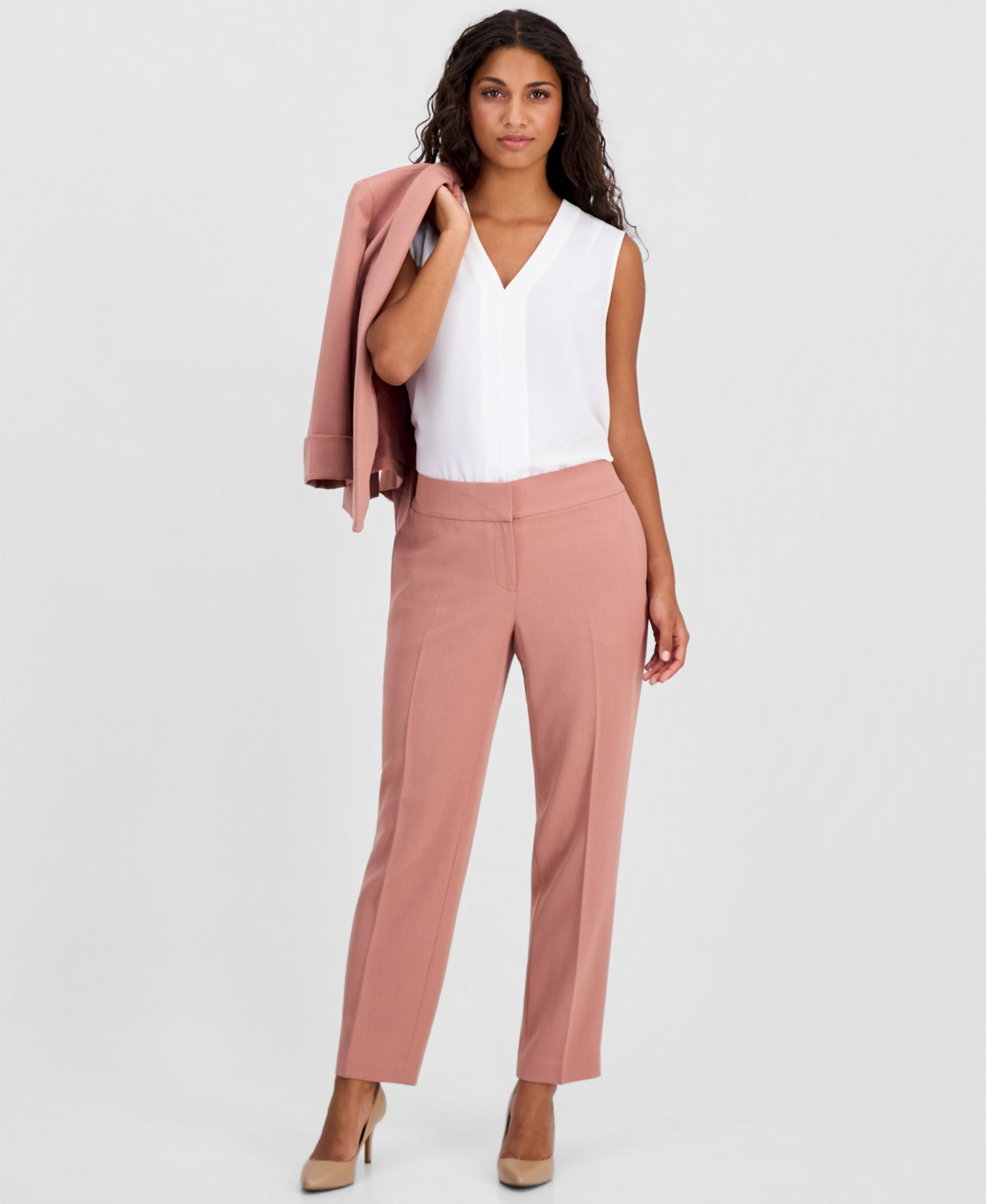 Petite Mid Rise Straight-Leg Pants