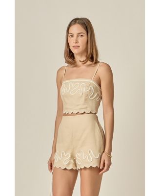 Women's Wavy Embroidered Bandeau Top