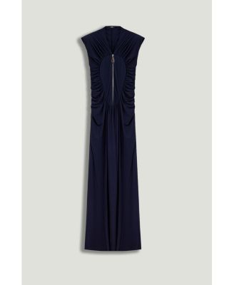 Women's Zip-Front Draped Maxi Dress