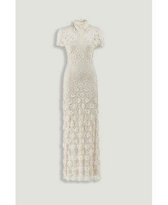 Women's High-Neck Lace Maxi Dress