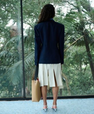 Selection Women's Pinstriped Belted Blazer