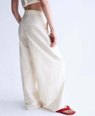 Selection Women's Pleated Straight Cotton Pants