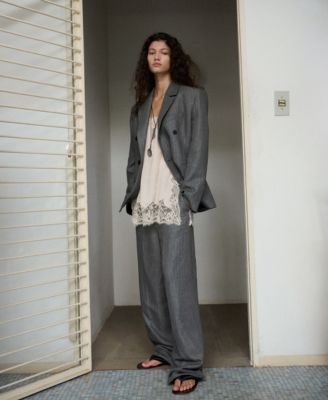 Selection Women's Herringbone Double-Breasted Suit Blazer