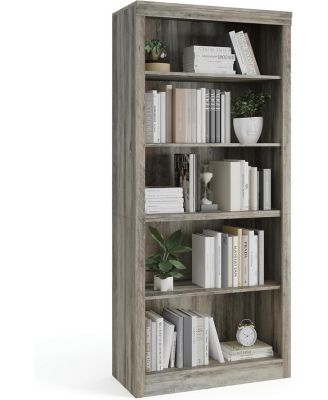 71" Tall Wooden Bookcase with 5 Tiers, Open Storage, Modern Floor Standing Shelves for Bedroom, Office