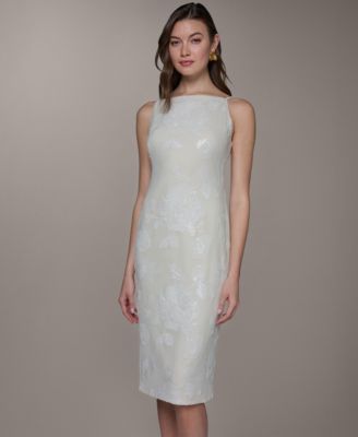 Women's Sleeveless Midi Dress with Lace Print