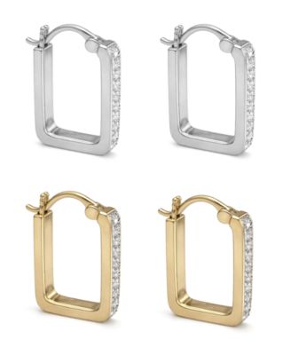 Gold Plated 2-Piece Click Top Hoop Earrings Set