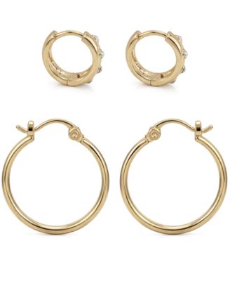 Gold Plated Crystal Stone Duo Hoop Set Earrings