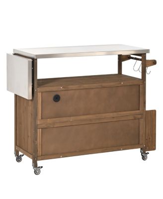Farmhouse Rolling Outdoor Kitchen Cart Stainless Top