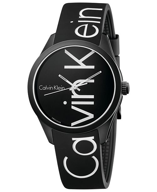 Calvin Klein Men S Color Black Silicone Strap Watch 40mm K5e51tbz Reviews Watches Jewelry Watches Macy S