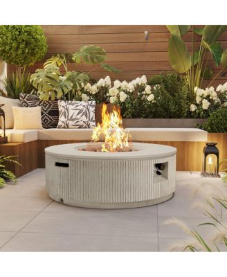 50K BTU Propane Fire Pit Table w/Lava Rocks and Cover