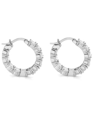 Cubic Zirconia Inside Outside Hoop Earring