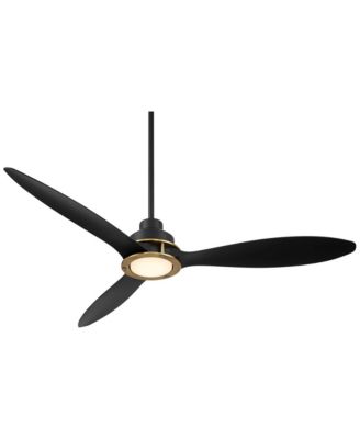 56" Veyron Modern Indoor Outdoor Ceiling Fan 3 Blade LED Light Remote Control Matte Black Finish Bedroom Damp Rated