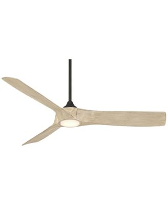 54" Kona Wind Matte Black and White Oak LED Ceiling Fan