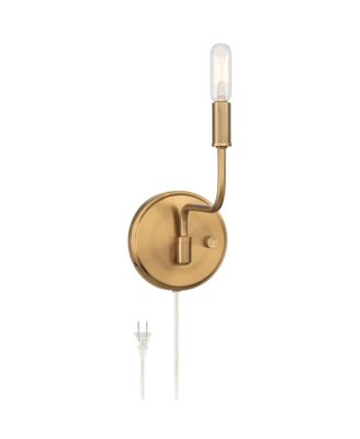 Possini Euro Ophelia 9 1/2"H Warm Brass Plug-in Swing-Arm Wall Sconce