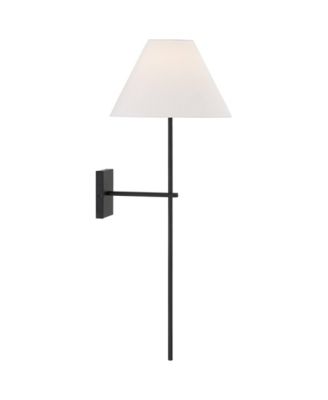 Possini Euro Ayla 32" High Black and White Linen Wall Sconce