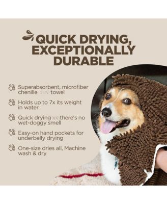 Ultra Absorbent Microfiber Dog Towel with Hand Pockets Quick Dry Machine Washable for Wet Dogs Muddy Paws