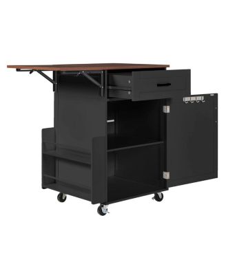  Farmhouse Kitchen Island Drop Leaf, Storage