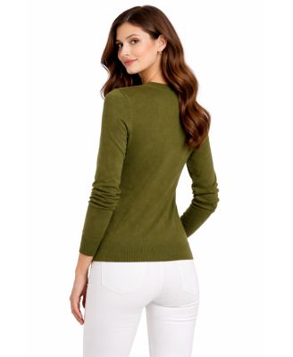 Women's Merino Wool Light Weight Cardigan Ultra Soft Fine Gauge V Neck Sweaters